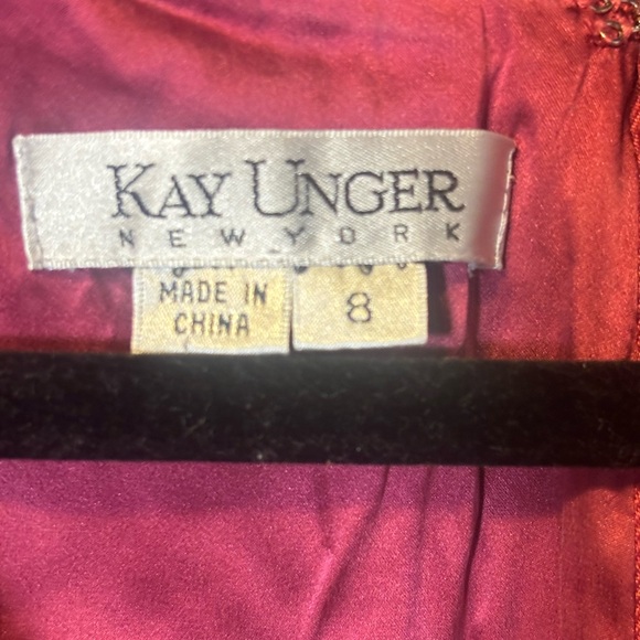 Kay Unger Ruched Pleated Satin Foldover Shawl Collar Sleeveless Dress - Picture 6 of 6